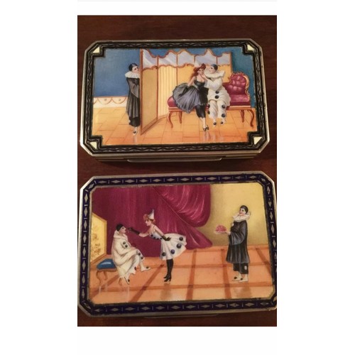 994 - STUNNING RARE ANTIQUE AUSTRIAN PAIR OF SOLID SILVER ENAMEL SNUFF BOX CIGARETTE CASES.
Weight of each... 