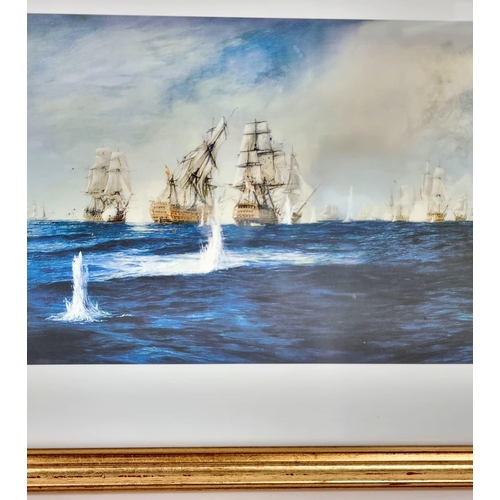 1048 - An Excellent Vintage Framed and Glazed Print Panorama of the Battle of Trafalgar 1805 from the Origi... 