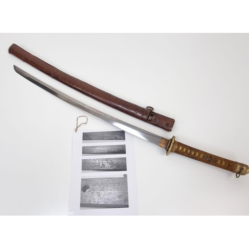 264 - A WW2 Japanese Army Officers Katana Sword. The tang bears markings of the armoury makers signature e... 