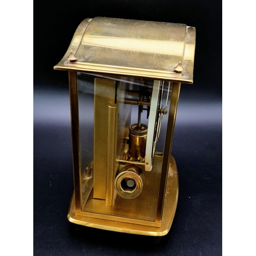 720 - A Vintage German Junghans Brass ATO Mantel Clock. Electronic movement in working order. 17 x 20cm.