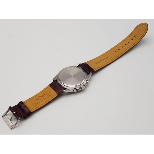 1300 - An Accurist Chronograph Gents Watch. Burgundy leather strap and case - 42mm. Black dial with three g... 