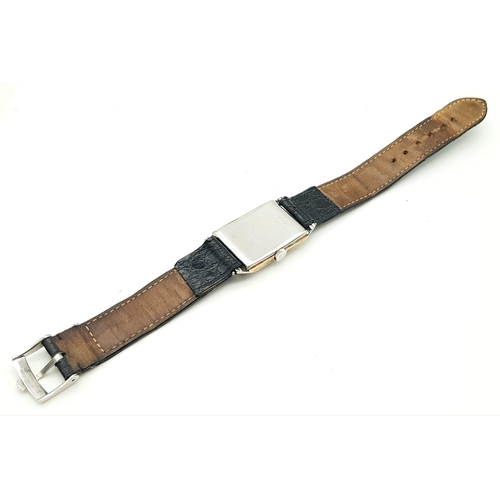 382 - A Rare Vintage Rolex Art Deco Tank-Style Watch. Leather strap with Rolex buckle. Two tone case - 25 ... 