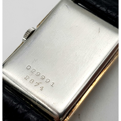 382 - A Rare Vintage Rolex Art Deco Tank-Style Watch. Leather strap with Rolex buckle. Two tone case - 25 ... 