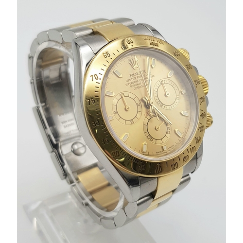 87 - A Rolex Cosmograph Daytona Steel and Gold Gents Watch. 
Stainless steel /yellow gold strap and case ... 