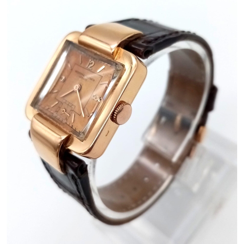 127 - A VINTAGE 18K ROSE GOLD VACHERON AND CONSTANTIN LADIES WATCH ON ORIGINAL STRAP, MANUAL MOVEMENT AND ... 