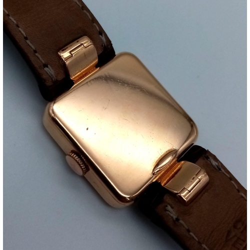 127 - A VINTAGE 18K ROSE GOLD VACHERON AND CONSTANTIN LADIES WATCH ON ORIGINAL STRAP, MANUAL MOVEMENT AND ... 