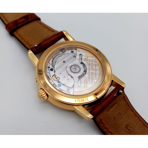 191 - A Vacheron Constantin Gents 18K Gold Chronograph Watch. Leather strap with 18k gold buckle. 18k gold... 