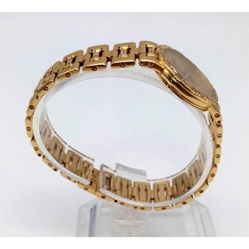 521 - A Piaget 18K Gold and Diamond Ladies Watch. 18K gold with diamonds strap and case - 22mm. Quartz mov... 