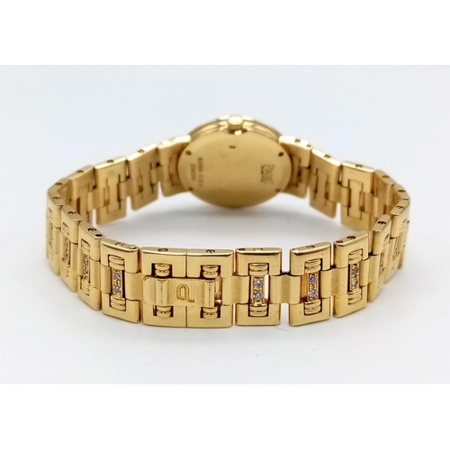 521 - A Piaget 18K Gold and Diamond Ladies Watch. 18K gold with diamonds strap and case - 22mm. Quartz mov... 