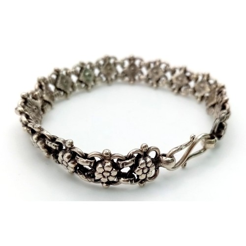 815 - Vintage or Antique Silver Filigree Floral Design Bracelet 17cm Length 20.77 grams -Possibly Danish o... 