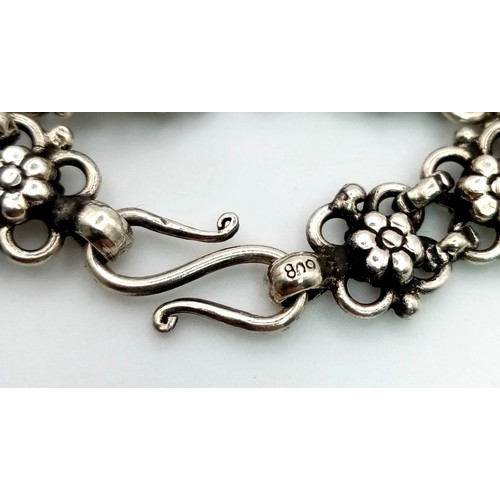 815 - Vintage or Antique Silver Filigree Floral Design Bracelet 17cm Length 20.77 grams -Possibly Danish o... 