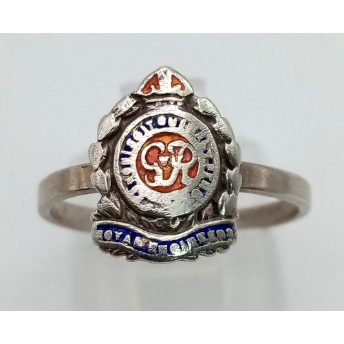 1251 - Vintage WW2 1940’s Silver Regimental Sweetheart Ring Size K