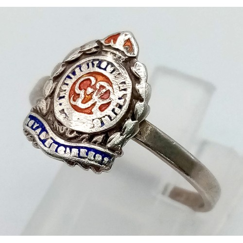 1251 - Vintage WW2 1940’s Silver Regimental Sweetheart Ring Size K