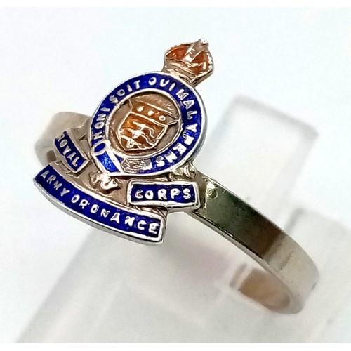 1292 - Vintage WW2 1940’s Royal Army Ordnance Silver Sweetheart Ring Size N