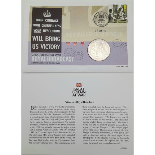 1156 - Excellent Condition Great Britain at War ‘WW2 Royal Broadcast’ First Day Cover One Crown Coin and St... 