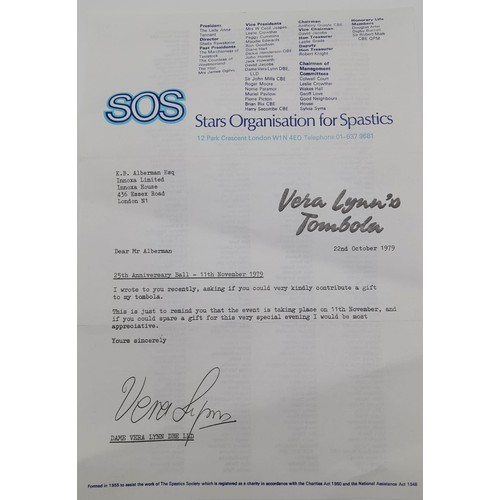 1236 - An Original Authentic Signature from 1979 of Dame Vera Lynn on a SOS Letterhead