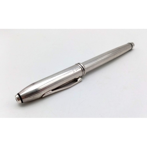 1059 - A Silver Cross Fountain Pen with an 18K Two Tone Nib. 15cm