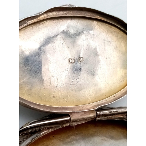 1188 - An Antique Sterling Silver Engraved Chatelaine Powder Compact. Hallmarks for Birmingham 1920. 5.5 x ... 