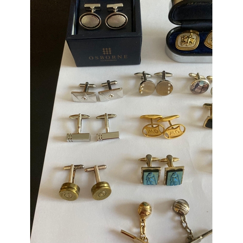 273 - Large selection of vintage cufflinks to include display boxed, cricket bat, vintage car etc.