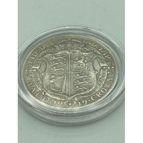 378 - SILVER HALF CROWN 1919 in extra fine/Brilliant Condition.