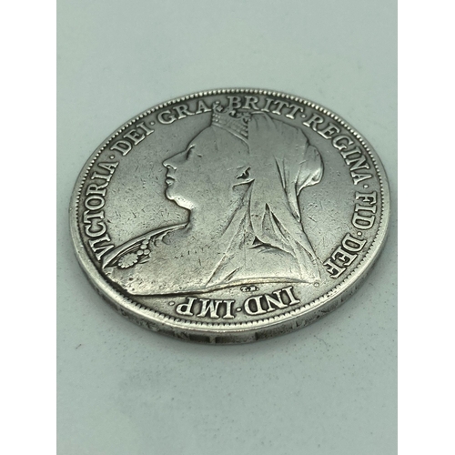 476 - Victorian SILVER CROWN 1899 in extra fine condition. Clear detail to both sides with bold raised def... 