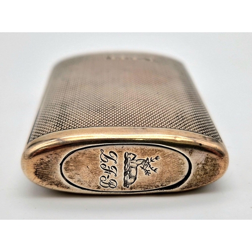 500 - An Antique Sterling Silver Vesta Case. Hallmarks for 1924 London. 63g. 6 x 4.5cm.