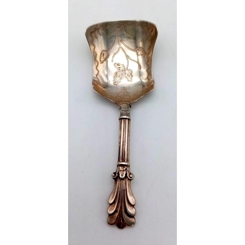 708 - A Sterling Silver George Unite Caddy Spoon. Hallmarks for Birmingham 1848. 9cm. 7.47g.