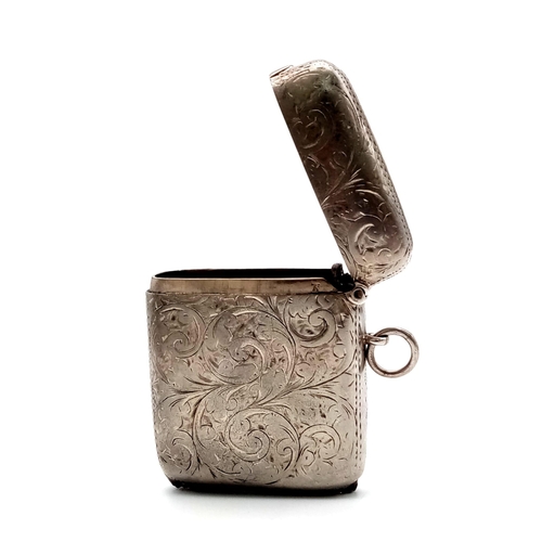 855 - A Sterling Silver Antique Vesta Case. Makers mark of William Neal. Sheffield hallmark. 39g. 4.5 x 5c... 