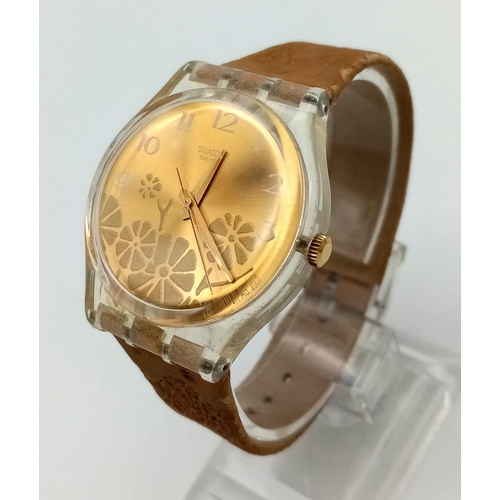 1018 - A Rare Vintage Swatch Quartz Watch - Fiori D'Amore. Original strap. In working order.