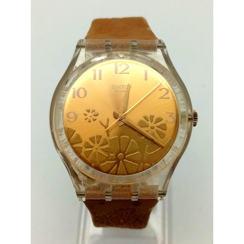 1018 - A Rare Vintage Swatch Quartz Watch - Fiori D'Amore. Original strap. In working order.