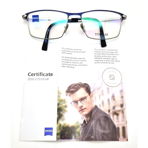 1051 - A Pair of As new, Boxed, Zeiss Titanium Spectacle Frames.