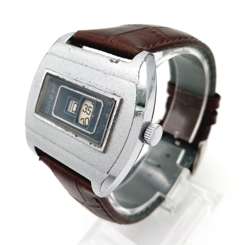 305 - A Rare Vintage Lanco Swiss Mechanical Jump Watch. Brown leather strap. Stainless steel case - 42mm. ... 