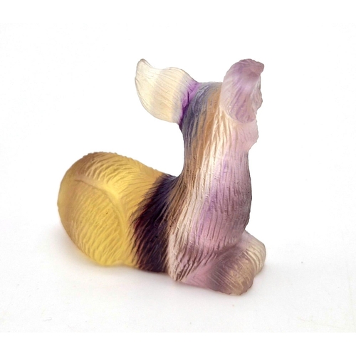 426 - A Hand-Carved Rainbow Flourite Crystal Deer Figure. 5 x 5cm.