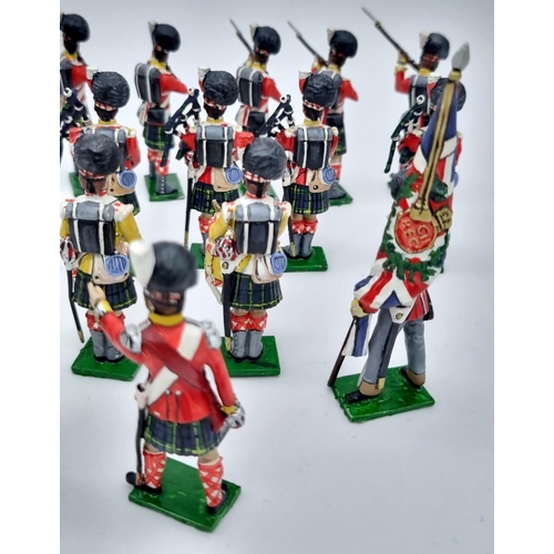 135 - Twenty-two Gordon Highlander Battle of Waterloo Metal Soldiers - Made by the Tradition of London Com... 