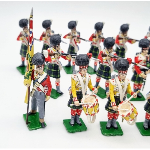 135 - Twenty-two Gordon Highlander Battle of Waterloo Metal Soldiers - Made by the Tradition of London Com... 