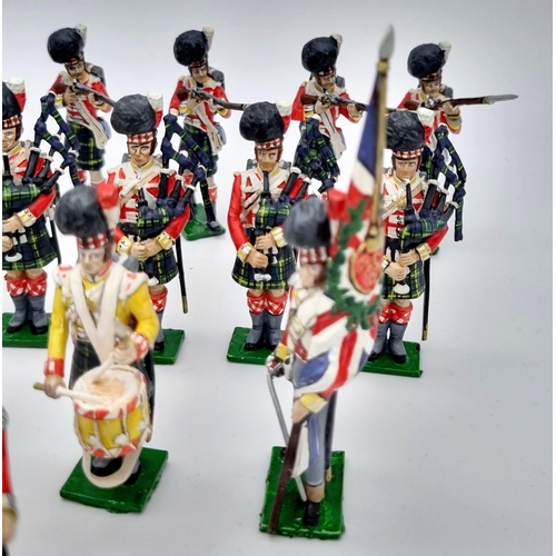 135 - Twenty-two Gordon Highlander Battle of Waterloo Metal Soldiers - Made by the Tradition of London Com... 