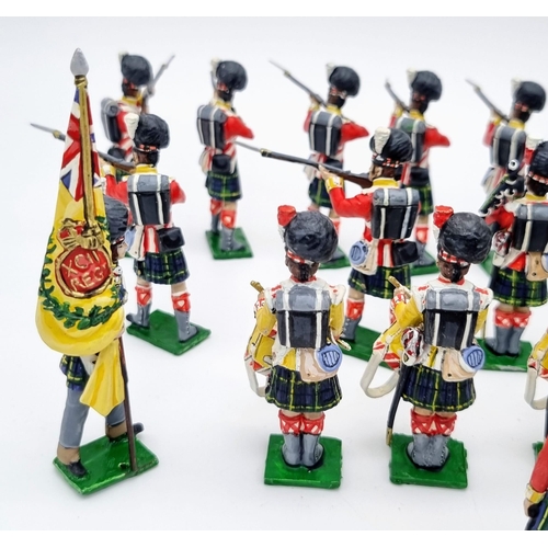 135 - Twenty-two Gordon Highlander Battle of Waterloo Metal Soldiers - Made by the Tradition of London Com... 