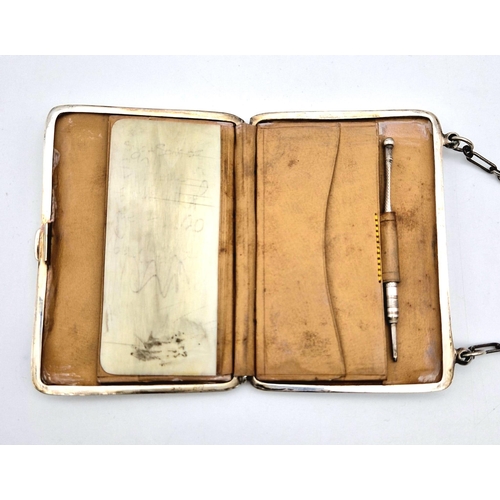 606 - An Antique Sterling Silver Purse/Wallet with Interior Silver Small Writing Pencil. Hallmarks for Bir... 