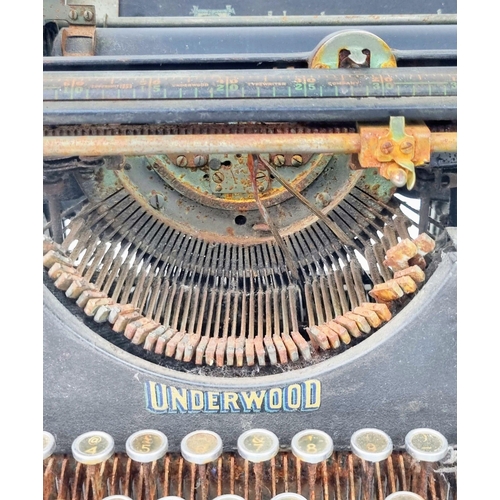 688 - Two Rare Antique Machines - An Underwood Typewriter and a W.J.H. and Co sewing machine. As found.