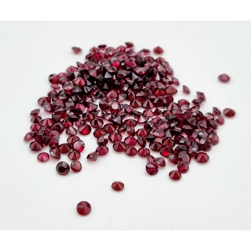 915 - 230+ round shape natural almandine garnets. Each garnet is 3.00-3.70 mm. 44.32 carat total weight. E... 