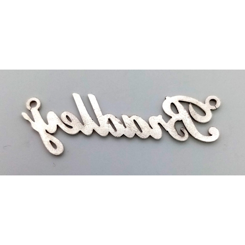 1181 - STERLING SILVER BRADLEY NAME PLATE PENDANT,  1.4G WEIGHT AND 38MM LENGTH APPROX