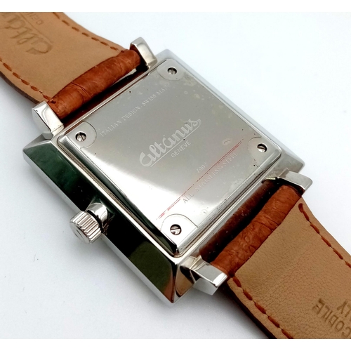 187 - A rare CILTCINUS, gents watch. Italian design, Swiss made, 39 mm square case, silver coloured bezel ... 