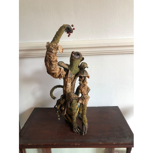 272 - A extremely rare 19th century and early antique papier-mâché siting monkey 
possibly from a automato... 