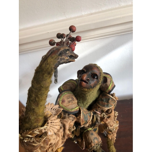 272 - A extremely rare 19th century and early antique papier-mâché siting monkey 
possibly from a automato... 