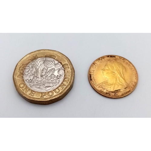 709 - 22K GOLD 1899 HALF SOVEREIGN COIN 4G