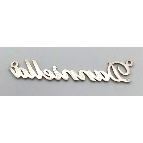 864 - STERLING SILVER DANNIELLA NAME PLATE PENDANT 1.3G WEIGHT, 45MM LENGTH APPROX