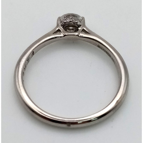 109 - A platinum solitaire diamond (0.25 carats) ring. Size: M, weight: 2.3 g.