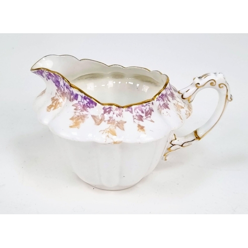 842 - ANTIQUE WILLIAM FOLEY BONE CHINA SET (CIRCA 1880) PATTERN NO 5044 WITH FLUTED CUPS AND GILDED EDGES ... 