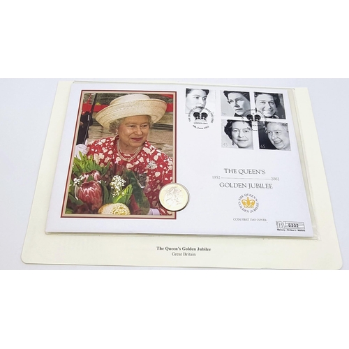 1217 - The Queens Golden Jubilee 2002 First Day Cover and £2 Coin Set in Mint Condition