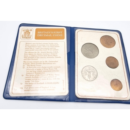 1205 - A Parcel of British Coinage Comprising; An Original Britain’s First Decimal Coin Pack, 4 x Silver Cr... 